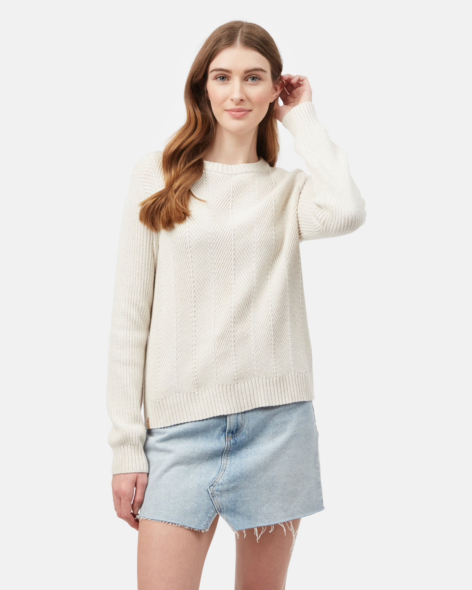 White Women's Organic Cotton Crew Neck Sweater