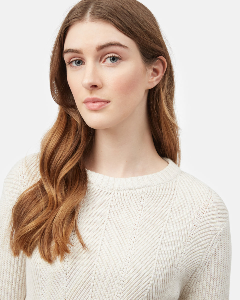 White Women's Organic Cotton Crew Neck Sweater