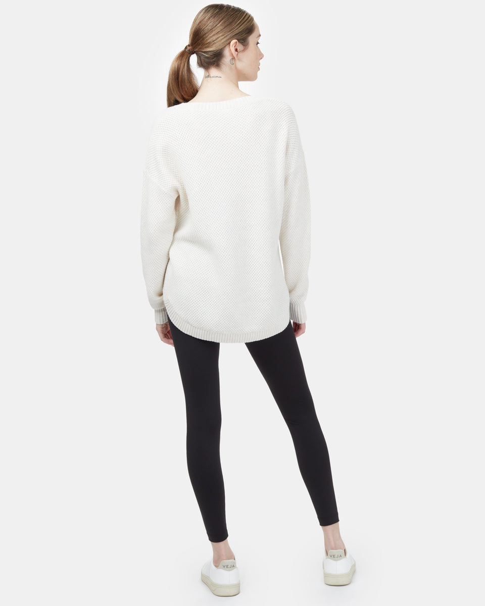 White Women's Organic Cotton Knit Sweater