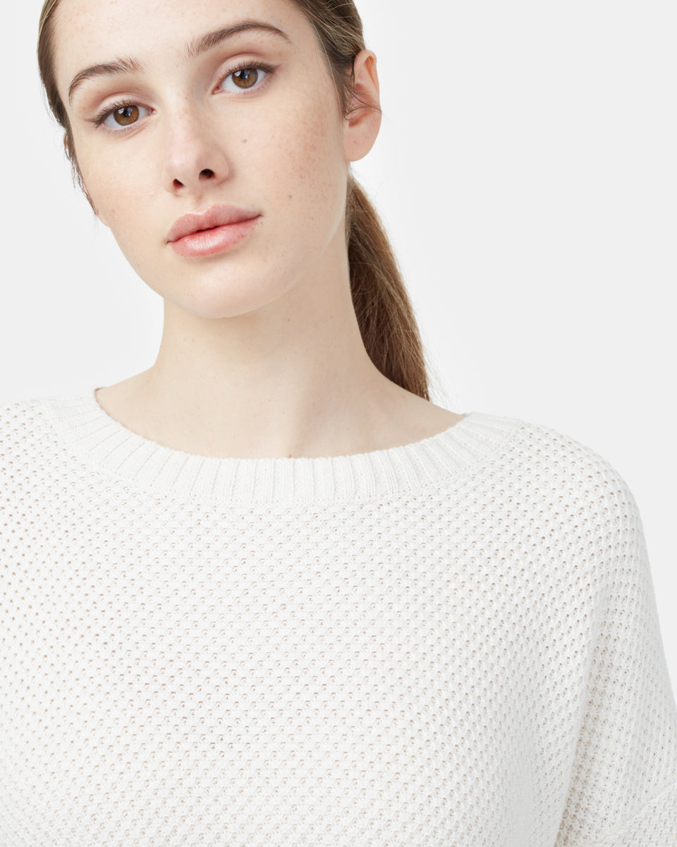 White Women's Organic Cotton Knit Sweater