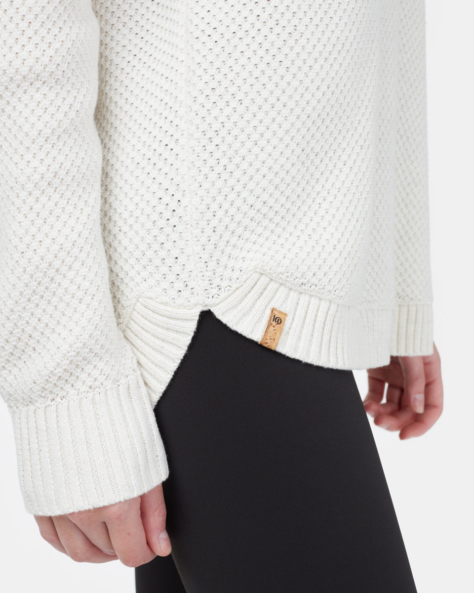 White Women's Organic Cotton Knit Sweater