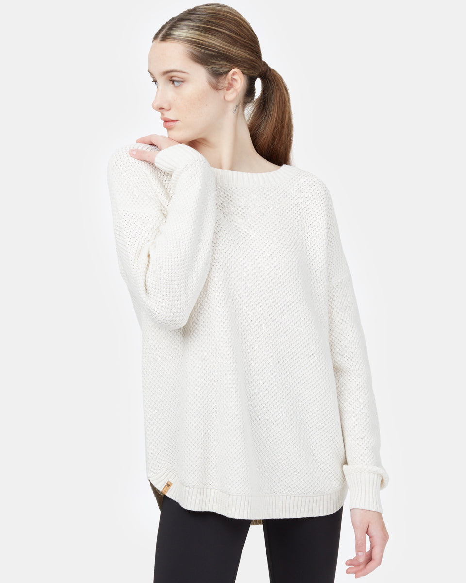 White Women's Organic Cotton Knit Sweater