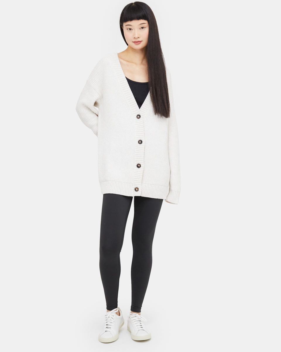 White Women's Oversized Long Wool Cardigan
