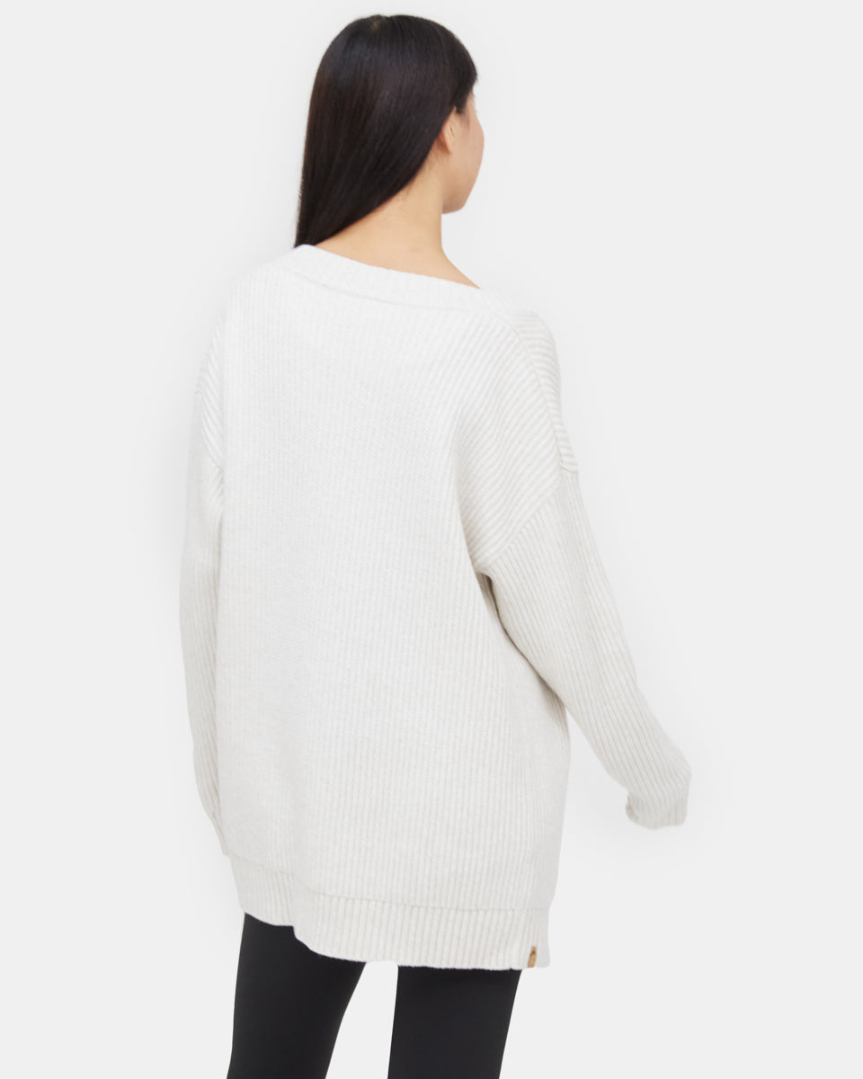 White Women's Oversized Long Wool Cardigan
