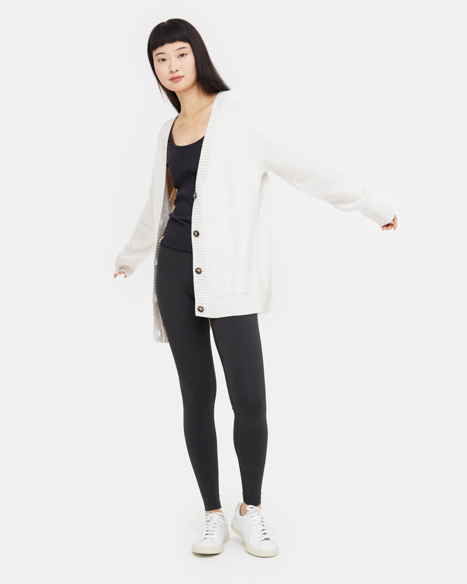 White Women's Oversized Long Wool Cardigan